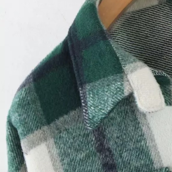 SOLD OUT Green Plaid Oversized Flannel Shacket Shirt Jacket - Picture 13 of 14